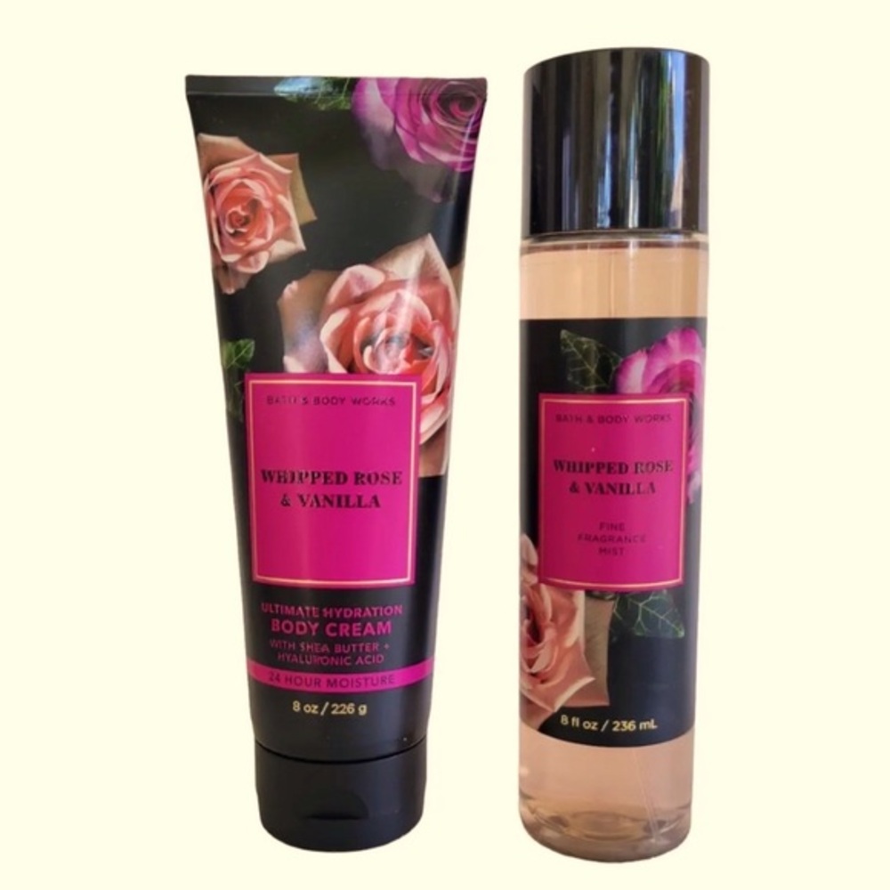 Whipped Rose & Vanilla fragrance mist and hydration cream bundle.